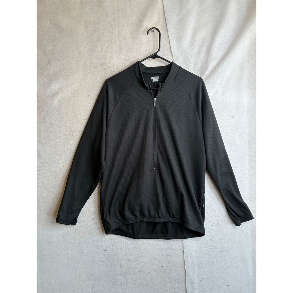 Trek Mens XL Black Long Sleeve Zip fleece lined 1/4 zip Cycling Jersey USA Made